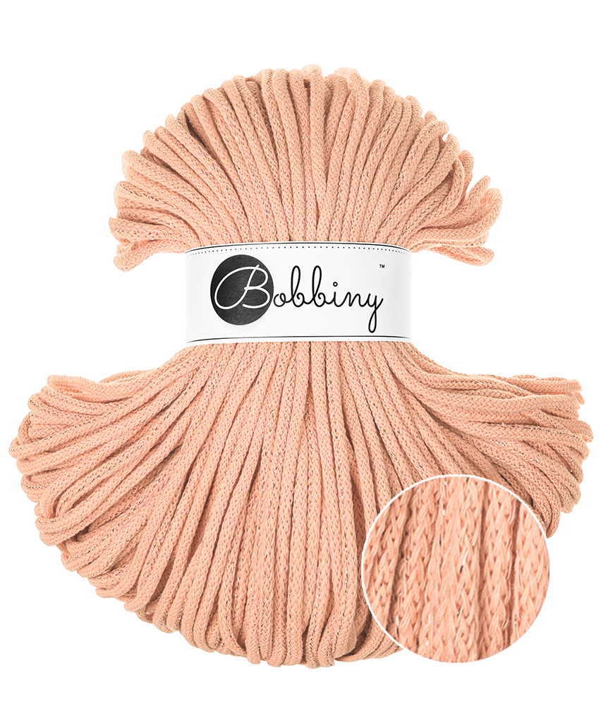 Unicolor Peach Fuzz (Glitzer) / Flechtkordel 5 mm