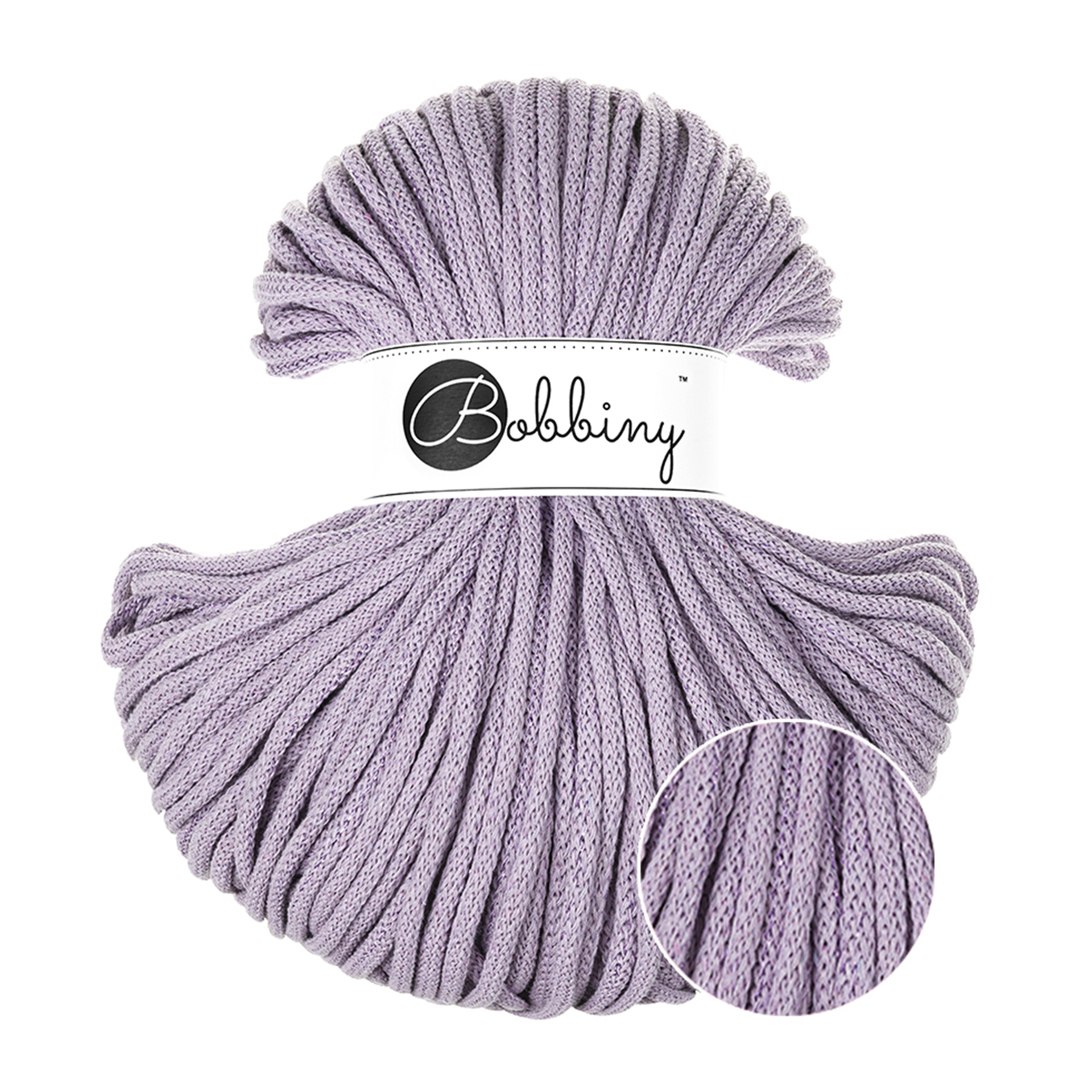Unicolor Lavender (Glitzer) / Flechtkordel 5 mm 